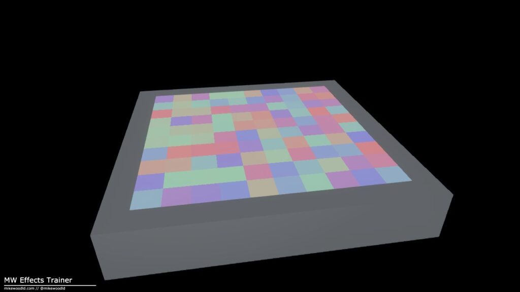 Effects Trainer — rainbow color effect across the cubes