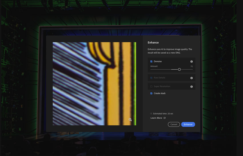 The Lightroom noise reduction panel