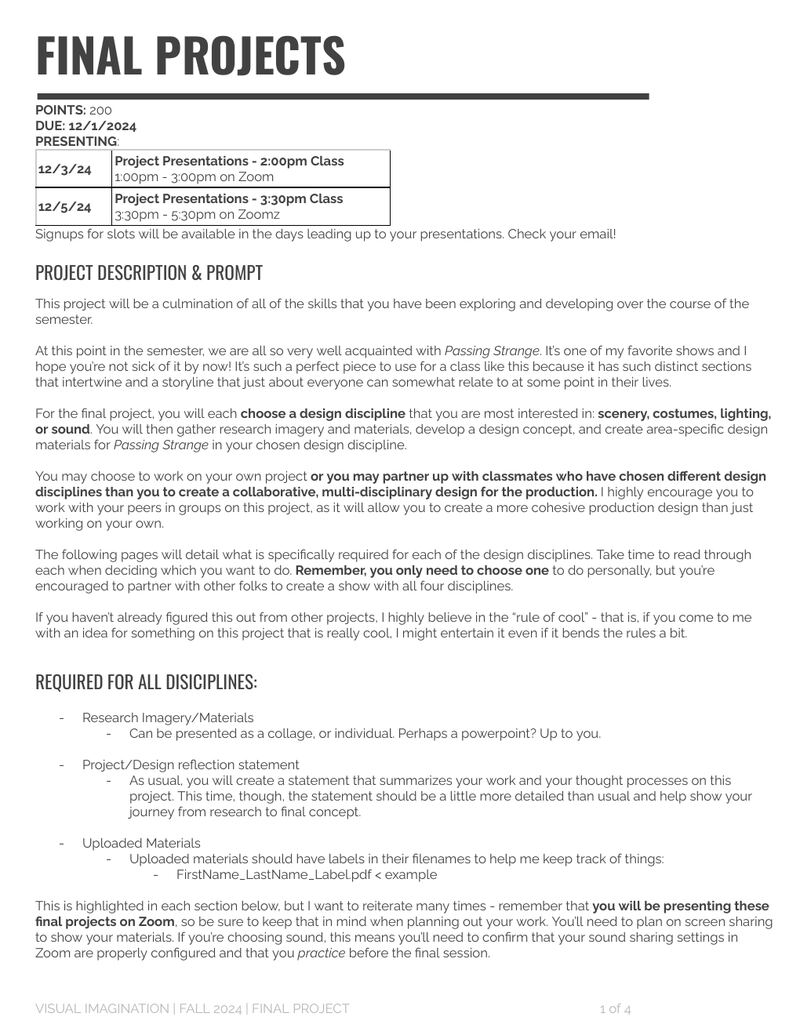 Final Project assignment brief, page 1