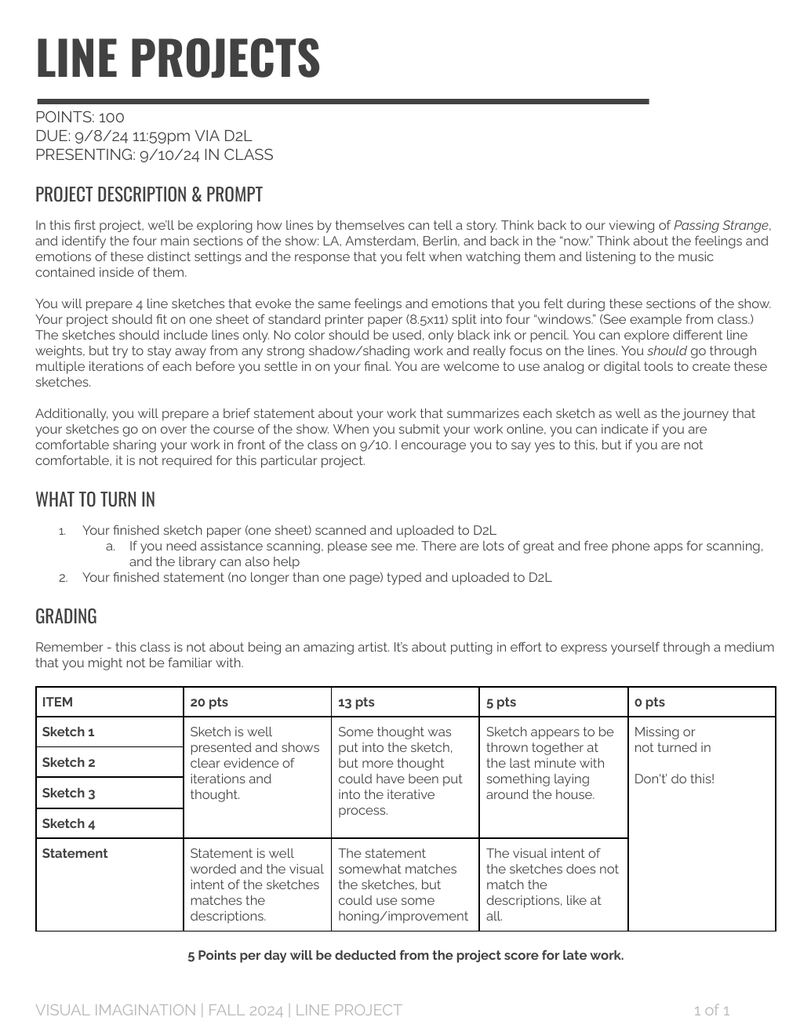 Lines Project assignment brief, page 1