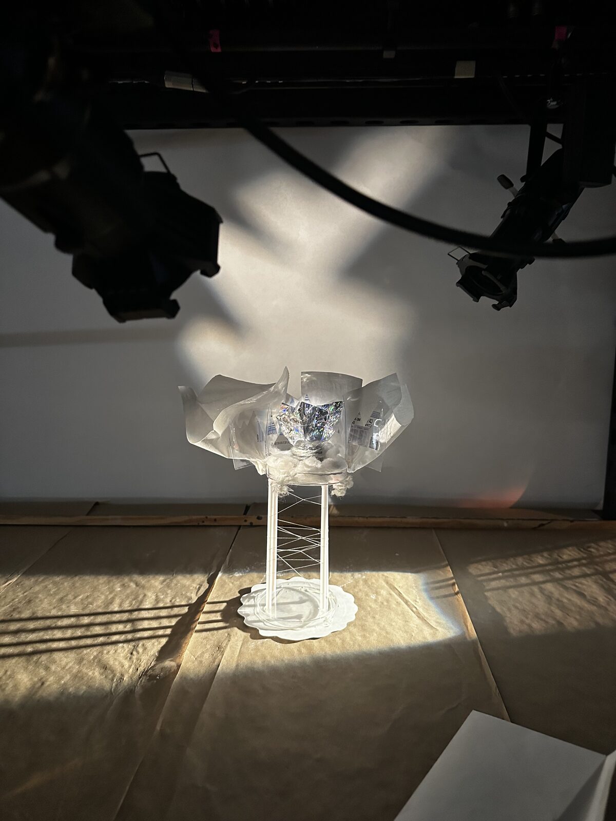 Livia Stetson · Painting with Light: the second lighting look, with a single gobo'd cyc light from above and two cool blues from stage left, dramatic top-down shadows